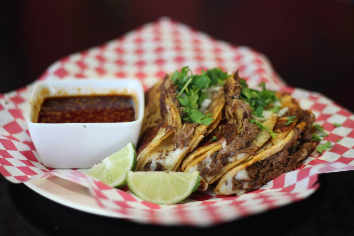 San Juan Lexington will open May 5 at Country Boy Brewing on Chair Avenue. The Georgetown restaurant serves birria tacos made with slow roasted pork with a side of birria dipping sauce. Provided