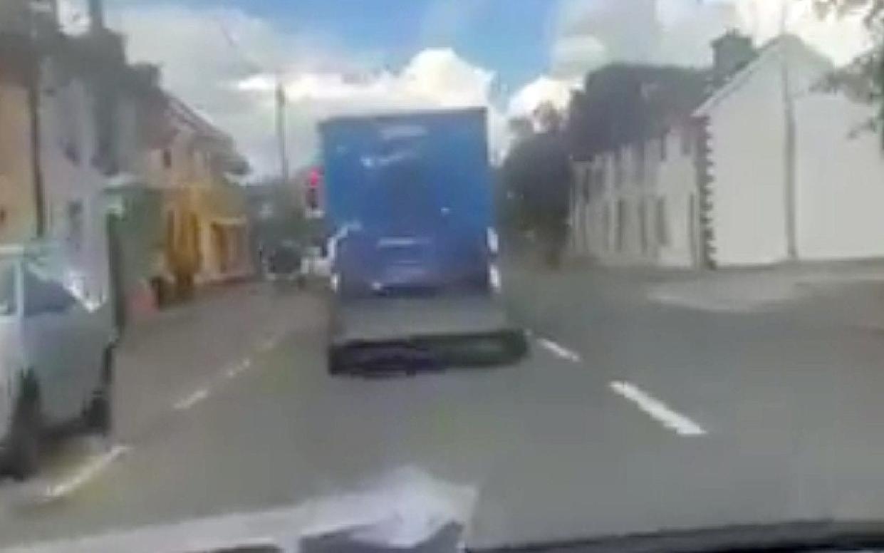 Shark Hanlon lorry with dead horse exposed on trailer