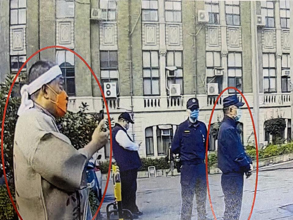 陳姓男子（左）誣告高等法院法警長（右）傷害，被台北地檢署提起誣告公訴。翻攝畫面。