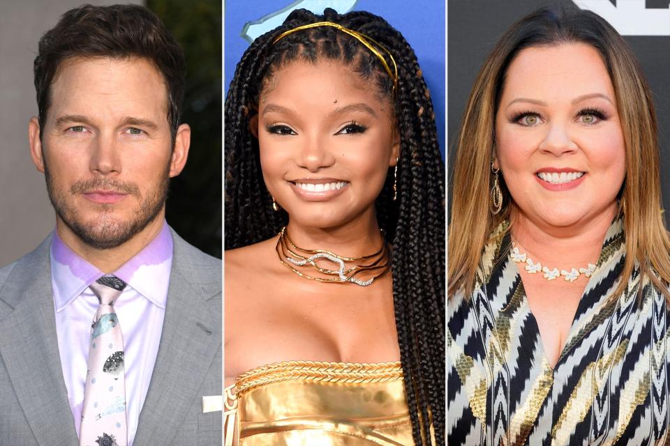 Chris Pratt, Halle Bailey, and Melissa McCarthy