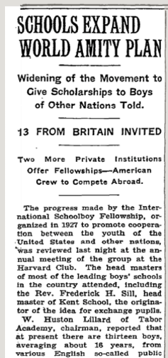 Screenshot of a portion of a clipping from the February 10, 1933, New York Times about the exchange program.