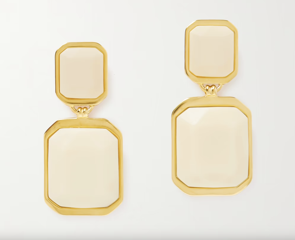 Saint Laurent Gold-tone resin clip earrings. (PHOTO: Net-A-Porter)