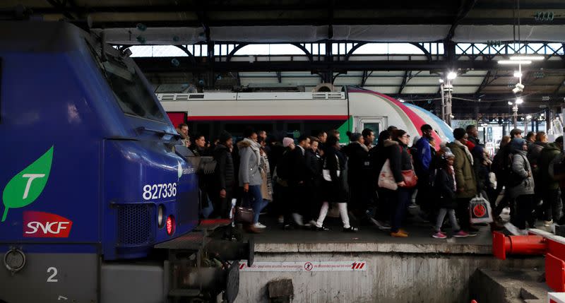 French SNCF workers and the Paris transport network strike in Paris