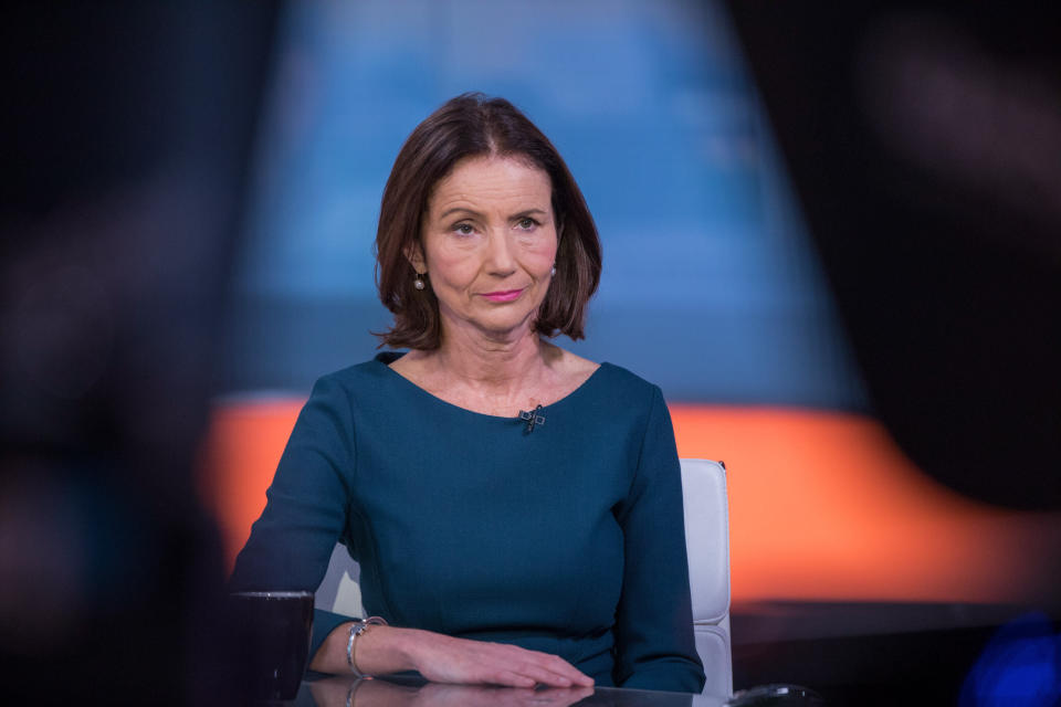 Carolyn Fairbairn, director general of the Confederation of British Industry (CBI), pauses during a Bloomberg Television interview in London, U.K., on Tuesday, Nov. 28, 2017. Business Secretary Greg Clark said reviving Britains flagging productivity lies at the heart of the industrial strategy the government unveiled on Monday to help chart the future of the countrys economy as it leaves the European Union. Photographer: Jason Alden/Bloomberg via Getty Images