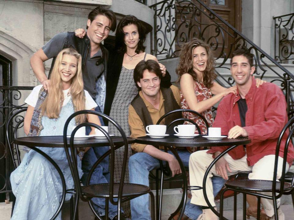 <p>Reisig & Taylor/NBCU Photo Bank/NBCUniversal/Getty</p> Lisa Kudrow as Phoebe Buffay, Matt LeBlanc as Joey Tribbiani, Courteney Cox Arquette as Monica Geller, Matthew Perry as Chandler Bing, Jennifer Aniston as Rachel Green, David Schwimmer as Ross Geller in 