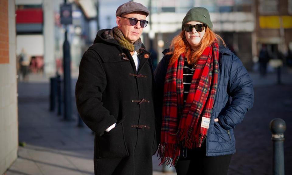 Molly Griffiths, 29, with Tom Mitchell, 54, in Prestwich town centre.