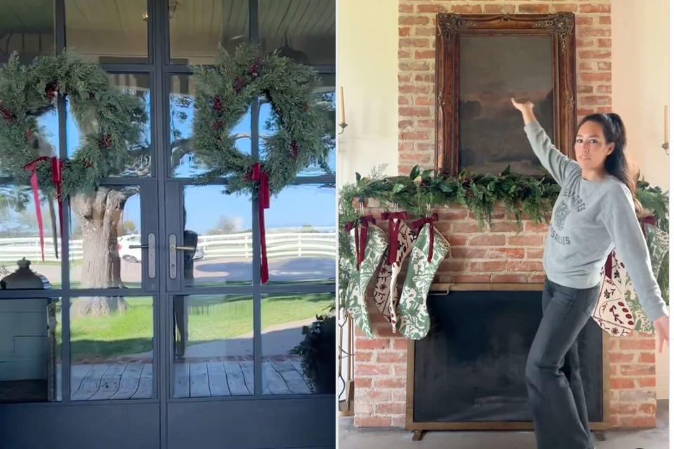 <p>Joanna Gaines/Instagram</p> Joanna Gaines shares footage on Instagram as she elevates her stunning farmhouse with seasonal Christmas decor