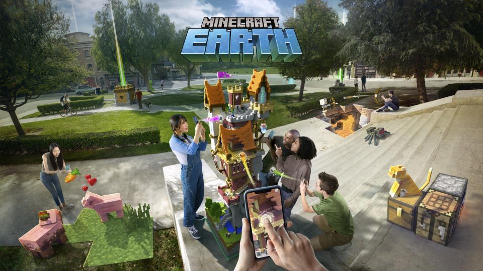 Microsoft wants you to see Minecraft everywhere you look: a virtual tree onyour lawn, a life-sized castle sticking through your house and an elaboratecave system hidden beneath your local park
