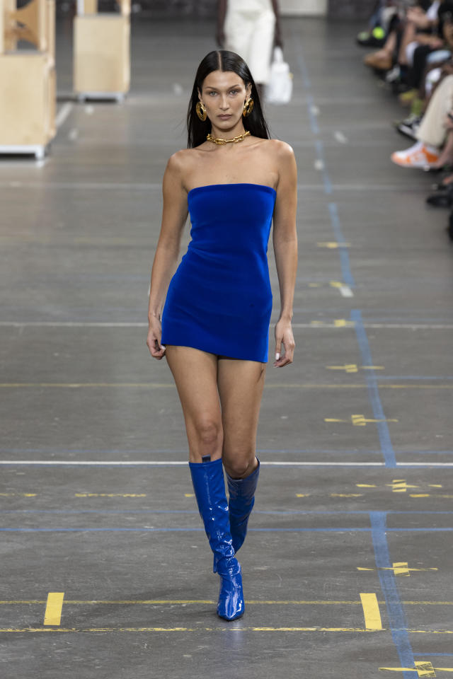 Bella Hadid stuns in blue minidress for ...