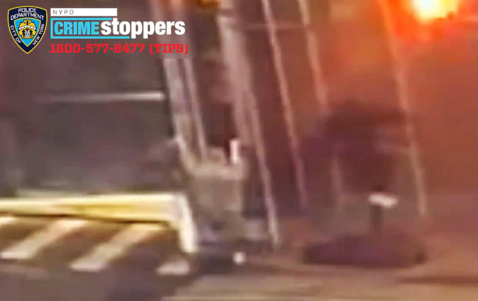 A 61-year-old Asian man was struck from behind, causing him to fall to the ground at 3rd Avenue & East 125th street in Manhattan on Friday, April 23, 2021. (NYPD / via Twitter)