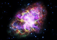 <p>This composite image of the Crab Nebula, a supernova remnant, was assembled by combining data from five telescopes spanning nearly the entire breadth of the electromagnetic spectrum: the Karl G. Jansky Very Large Array, the Spitzer Space Telescope, the Hubble Space Telescope, the XMM-Newton Observatory, and the Chandra X-ray Observatory. Photo released May 10, 2017. (Photo: NASA, ESA, NRAO/AUI/NSF and G. Dubner (University of Buenos Aires)/Handout via Reuters) </p>