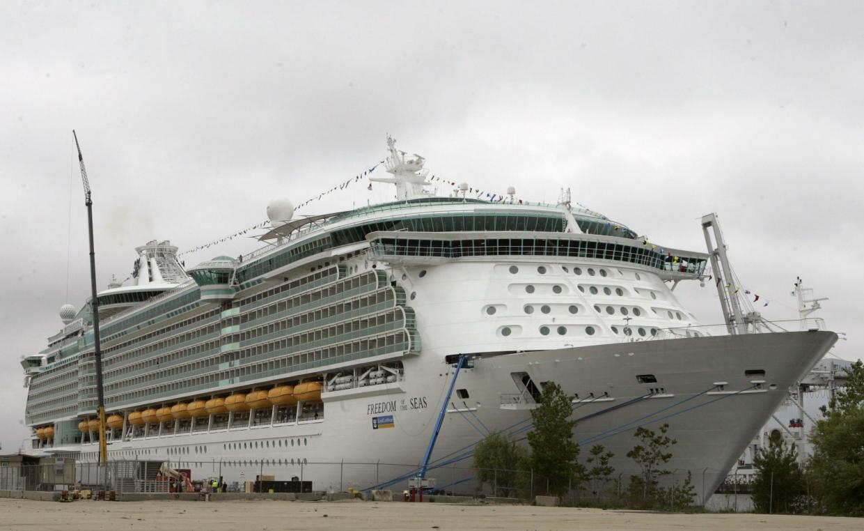 This May 11, 2006 photo shows the Freedom of the Seas cruise ship docked in Bayonne, N.J. 