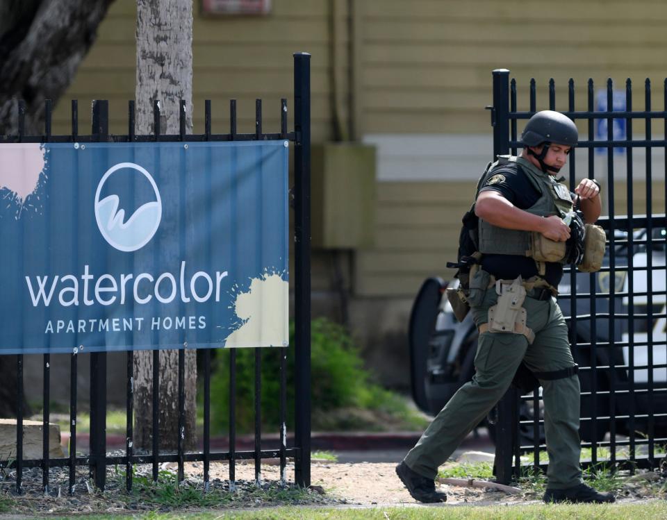 Corpus Christi police and SWAT respond to an injured officer call on the 3900 block of Weber, Wednesday, Aug. 4, 2021.