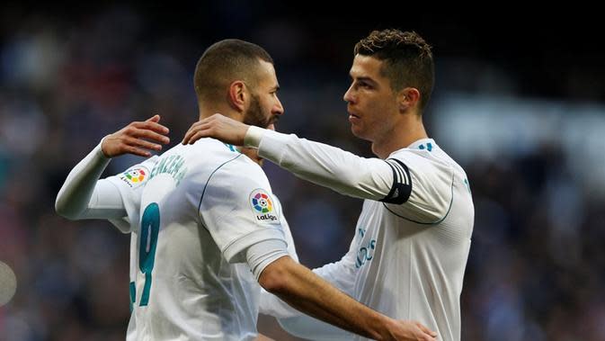 Karim Benzema dan Cristiano Ronaldo (AP Photo/Francisco Seco)