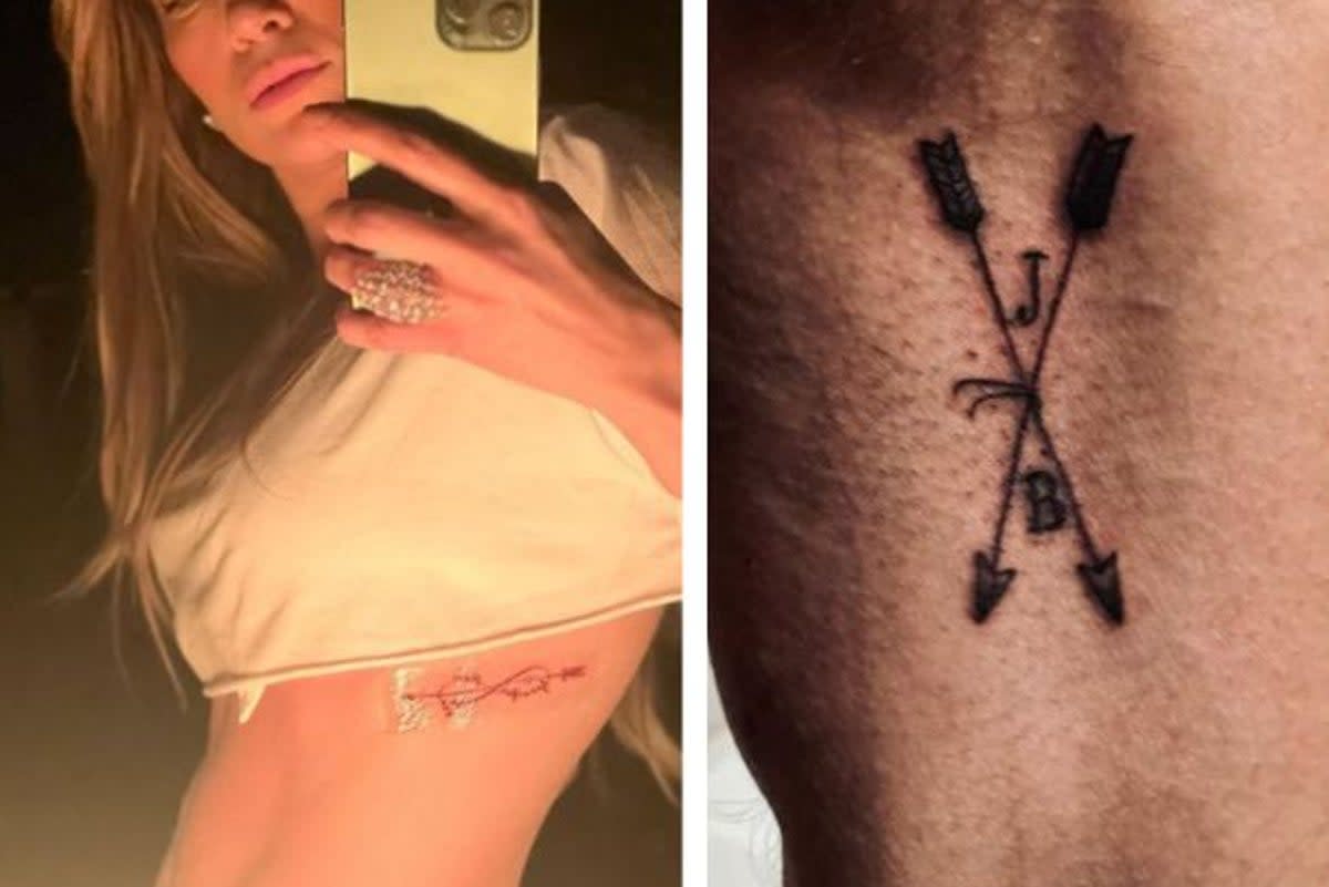 The new arrow tattoos from Jennifer Lopez and Ben Affleck  (Instagram / Jennifer Lopez)