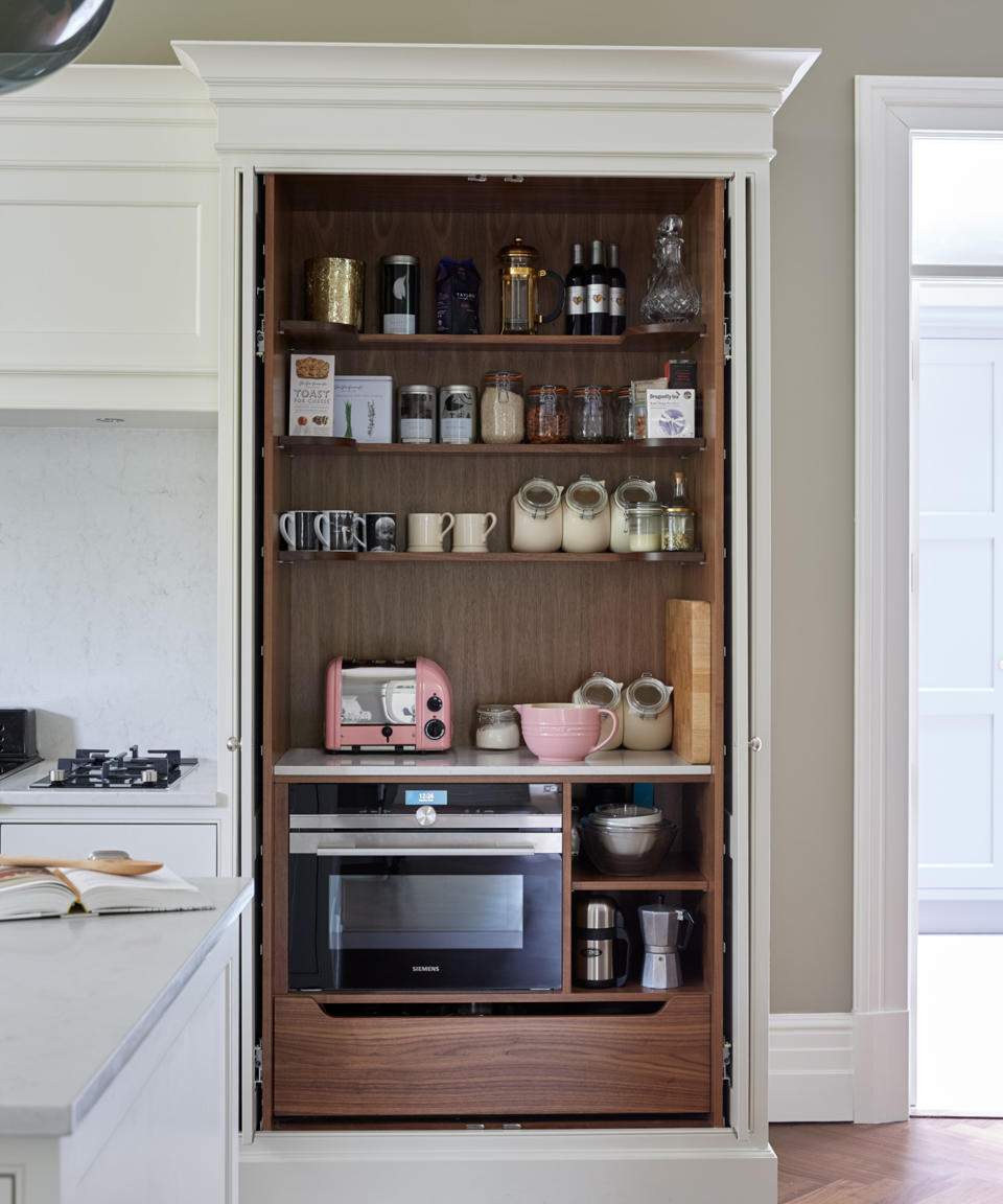 <p> Tall, narrow pantries can be easily fitted into most small kitchens and they&apos;re a good use of floor space.&#xA0; </p> <p> Inside the pantry, the same rule applies: tall, narrow canisters are perfect for storage a large amount of dry food &#x2013; often cereal or pasta &#x2013; and can sit side-by-side on a shelf. Pick lidded ones with lift-up lids for easy pouring. </p>