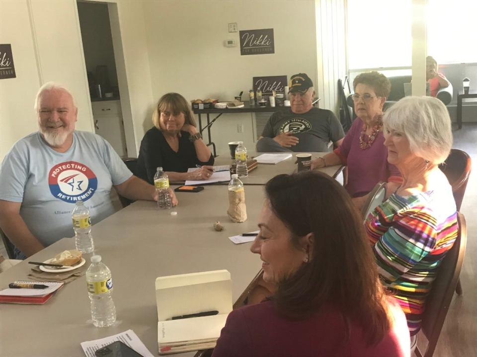 Gubernatorial candidate Nikki Fried meets with senior citizens to discuss the state of politics in Florida, May 17, 2022