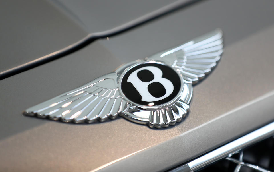 Close up of a Bentley prior to the start of the action on the Gold Cup Friday of the 2018 Cheltenham Festival at Cheltenham Racecourse.