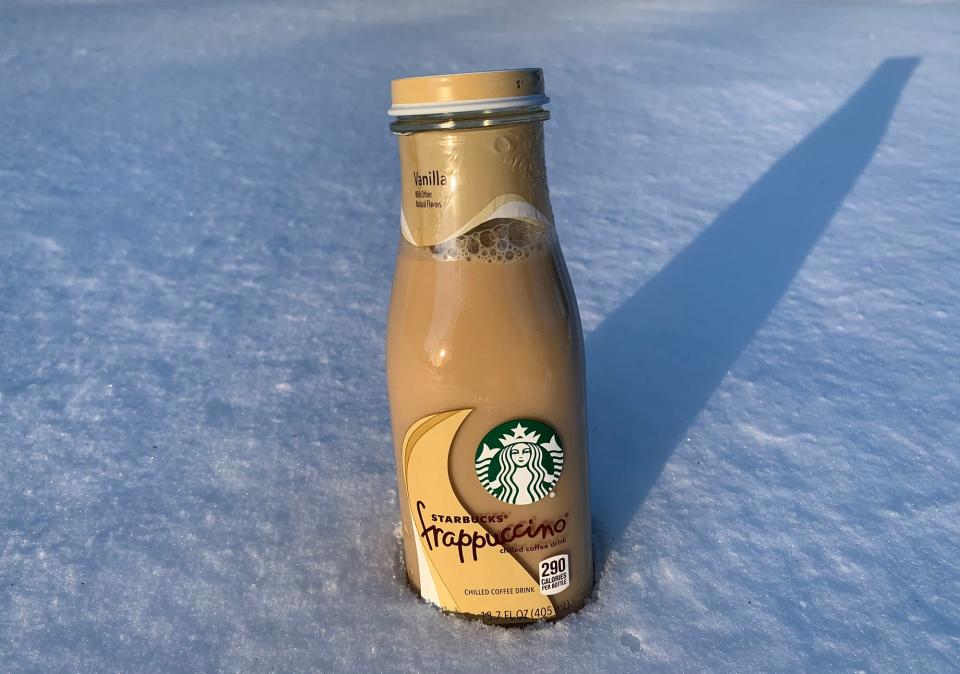 Starbucks Frappuccino coffee drink with vanilla flavoring.