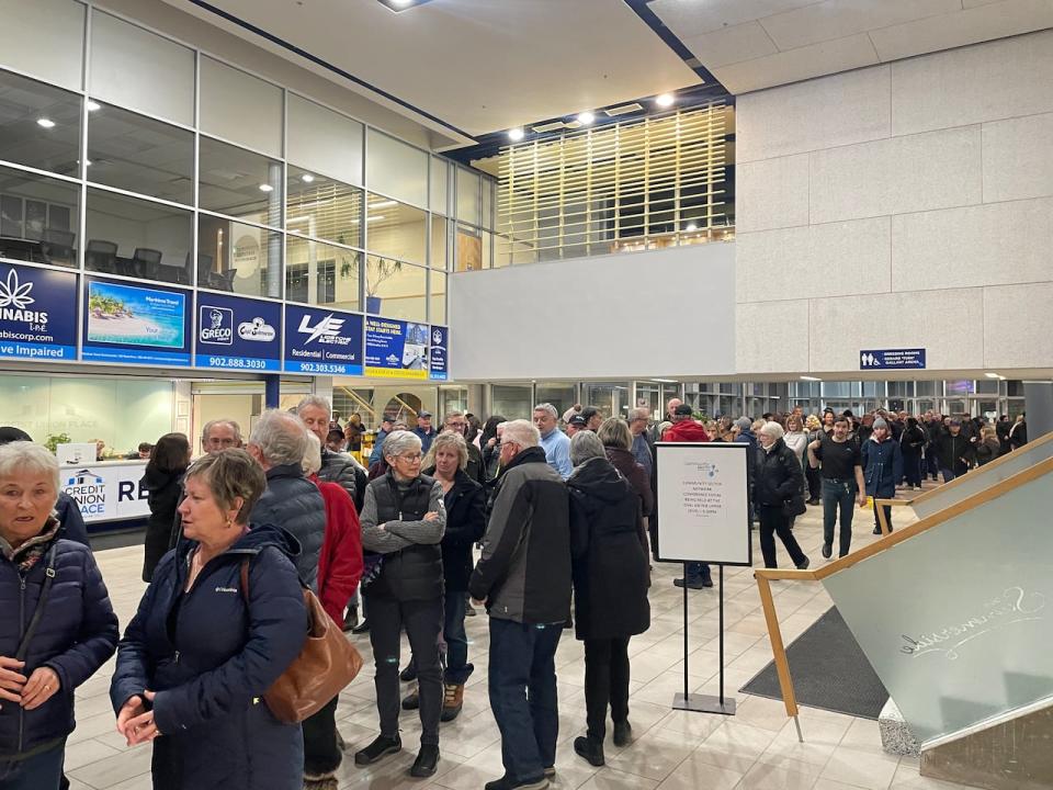 Residents of Summerside and the surrounding area were lined up out the door of Credit Union Place to attend a town hall on the state of health care at Prince Country Hospital on Thursday.