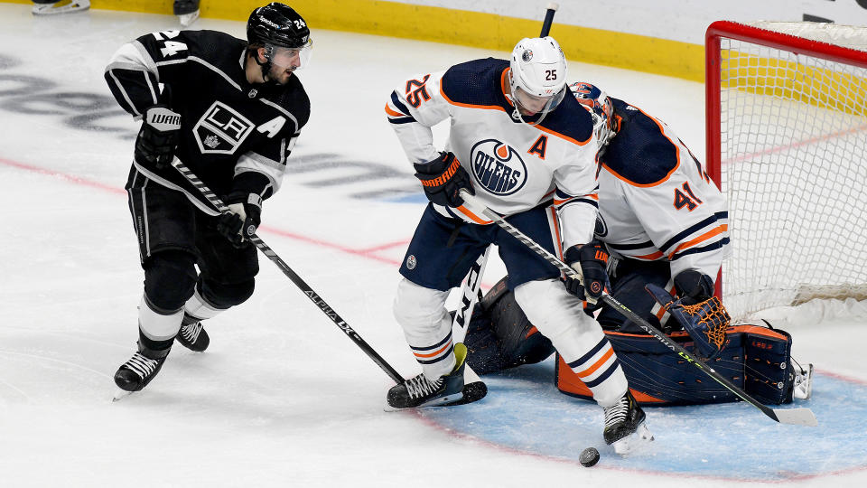 The Edmonton Oilers will be without No.  1 defenseman Darnell Nurse in a must-win Game 6 against the Los Angeles Kings.  (Photo by Rob Curtis/Icon Sportswire via Getty Images)
