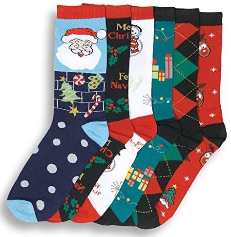 6-Pack Christmas Design Socks