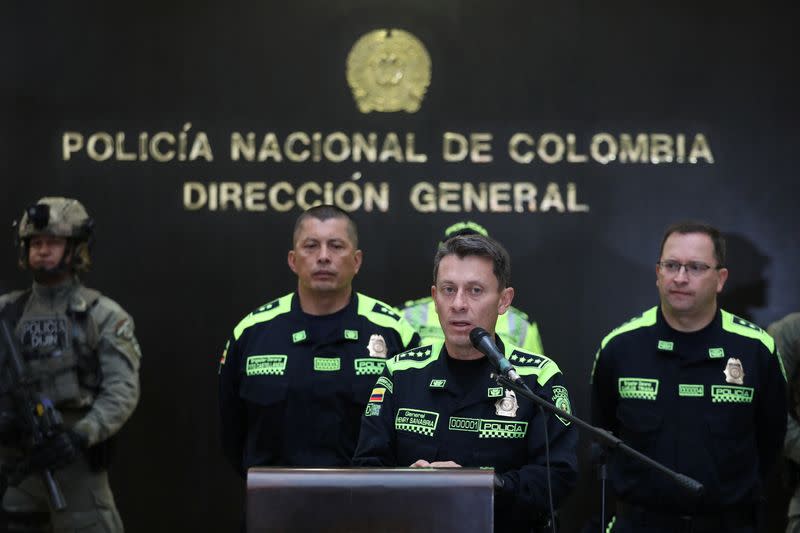 Seizure of weapons, explosives and ammunition that authorities say belonged to dissidents of the Revolutionary Armed Forces of Colombia (FARC), in Bogota