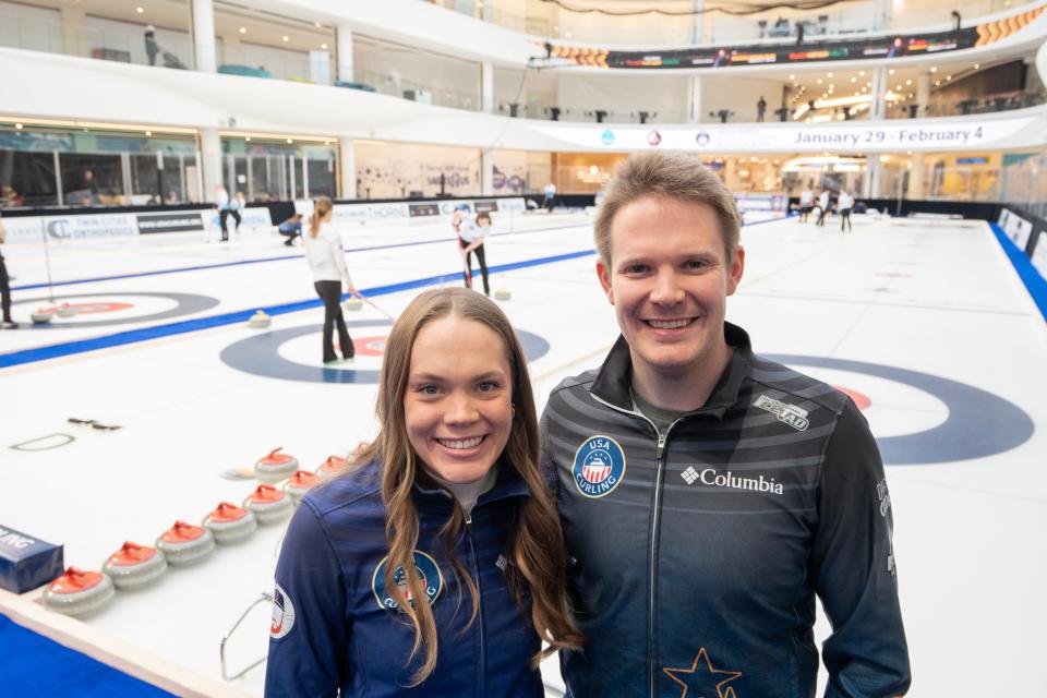 Allison Howell and her brother Tom at the 2024 USA Curling National Championships on Jan. 29, 2024 at the Rink at American Dream in East Rutherford, New Jersey.