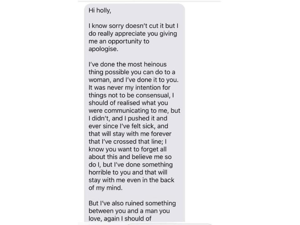 Lyndon Montgomery's text message to Holly Harris.