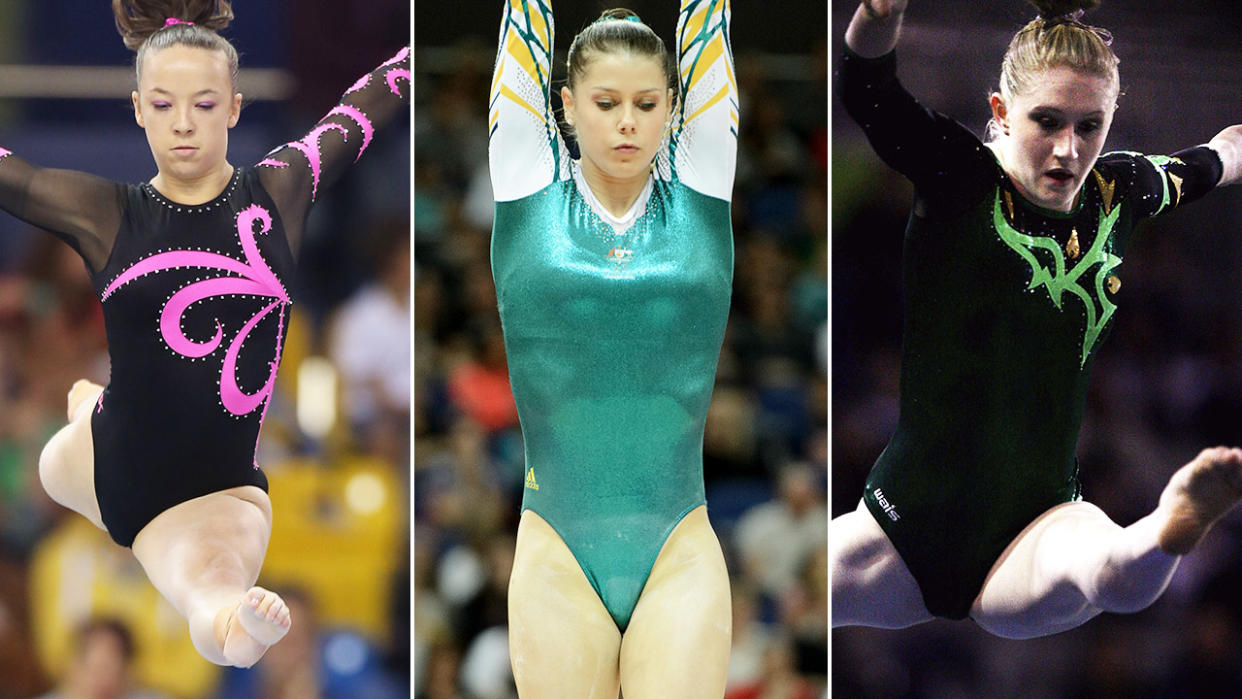 Mary-Anne Monckton, Georgia Bonora and Olivia Vivian, pictured here during their gymnastics careers.