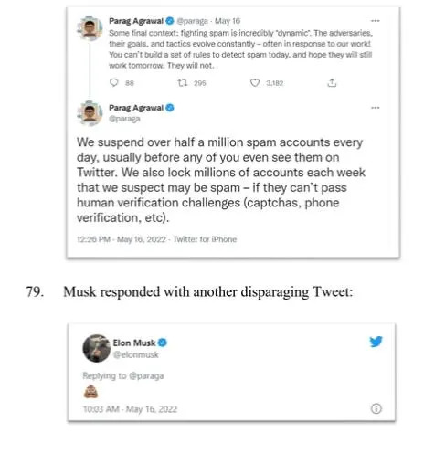 Los abogados de Twitter recolectaron tweets de Musk para realizar la denuncia.