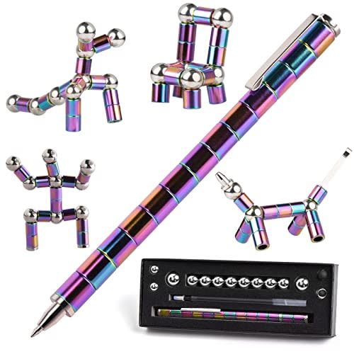 12) HKDGYHON Fidget Toys Pen, Decompression Magnetic Metal Pen, Multifunction Writing Magnet Ballpoint Pen, Pressure Fidget Cool Gadgets, Gifts for Kids, Teenage, Boy, Girls or Friends (Colorful)