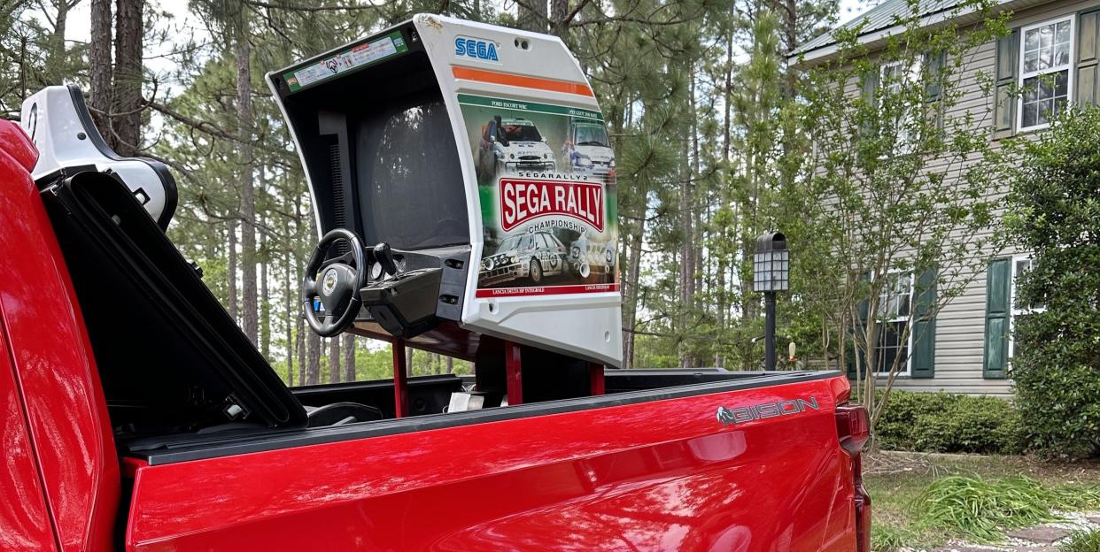 sega rally arcade game in bed of silverado zr2