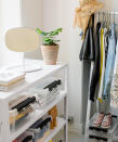 <p> Don't want to faff about with rails and screws? We hear you. If you're on a very tight budget, have a small space, and want the look of a walk-in closet, you may need to improvise a bit with freestanding storage units. For example, combine ladder storage with an open shelving unit, or group together a chest of drawers and a portable clothing rail. </p>