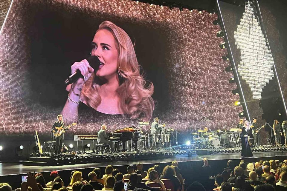 <p>John Katsilometes/Las Vegas Review-Journal/Tribune News Service via Getty</p> Adele at Weekends With Adele in Las Vegas in November 2022