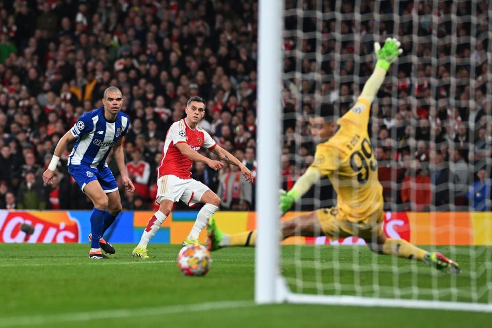 Leandro Trossard fires home Arsenal’s opening goal (Getty Images)