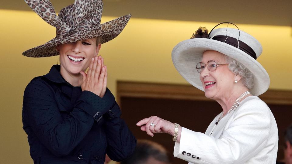 Zara Phillips and Queen Elizabeth II watch the racing from the Royal Box as they attend day 3 of Royal Ascot at Ascot Racecourse on June 21, 2007 