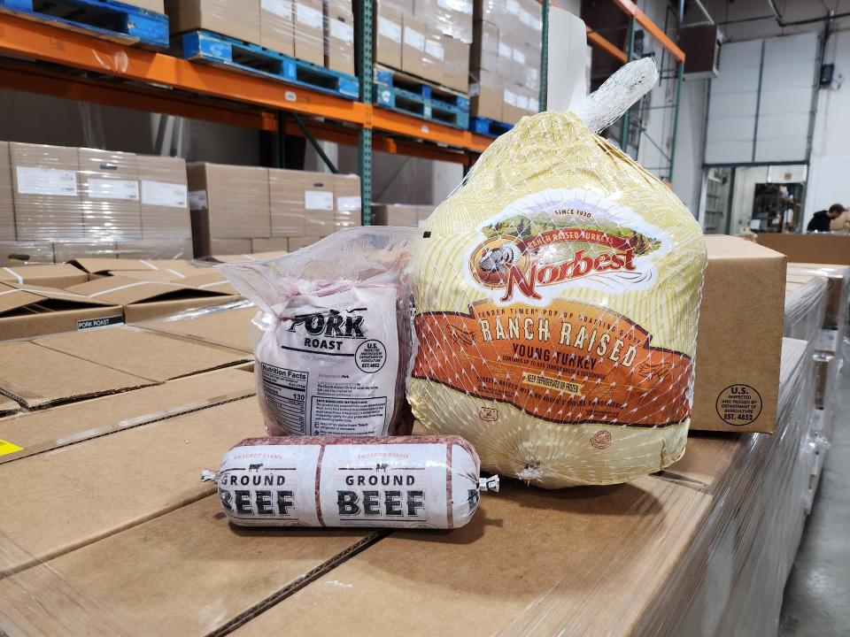 The Church of Jesus Christ of Latter-Day Saints donated 23 pallets including more than 37,000 pounds of ground beef, pork roast and whole turkeys to the High Plains Food Bank distribution center Wednesday morning.