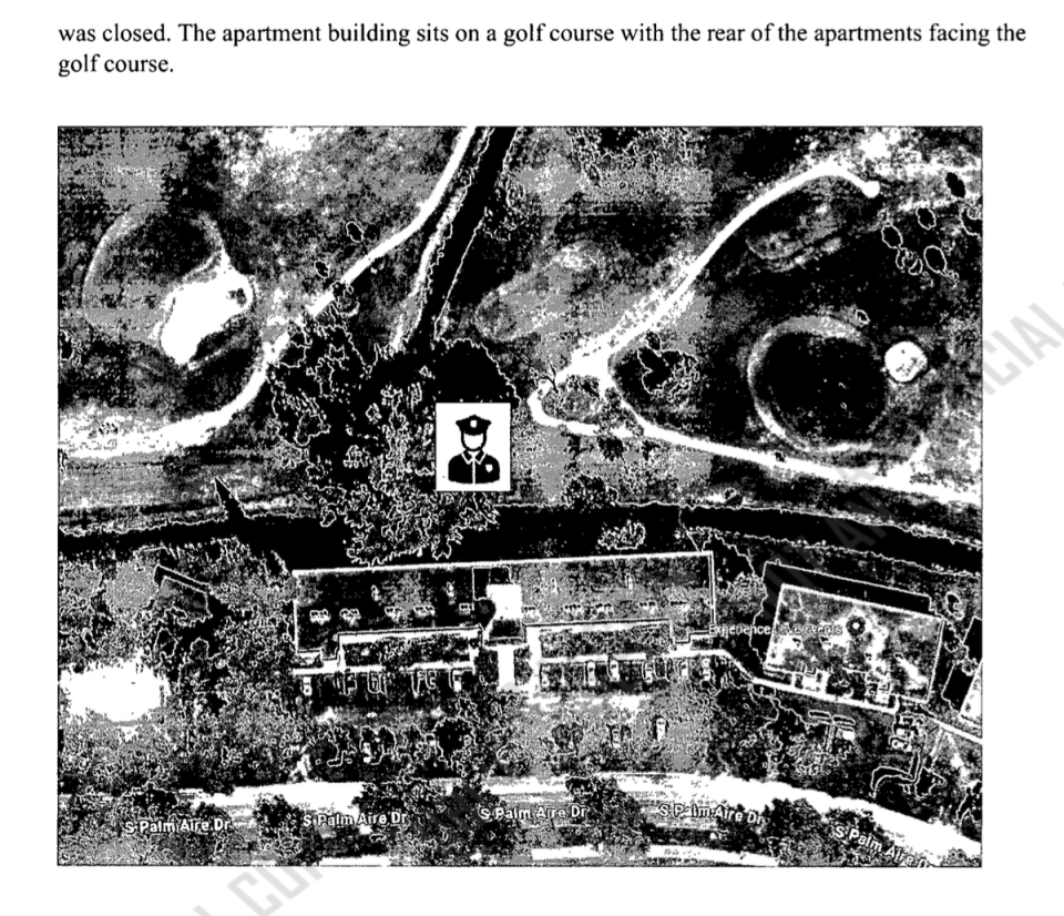 A diagram showing the location of the supervisor during one of the many covert operations described in the affidavit (Broward County Circuit Court)