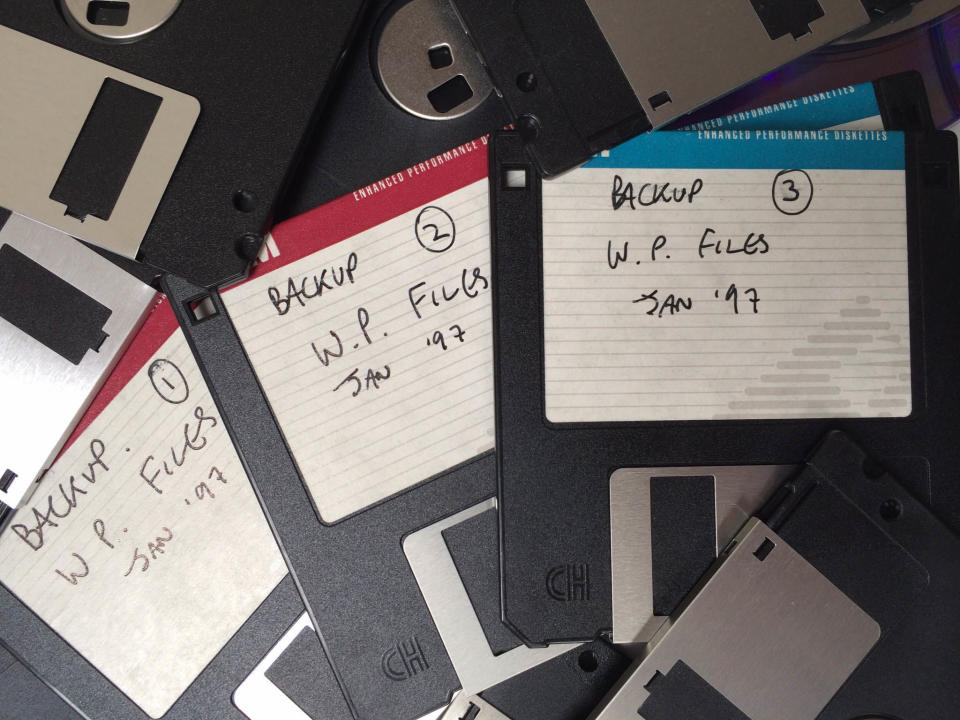 72) Saving homework on Floppy Discs.