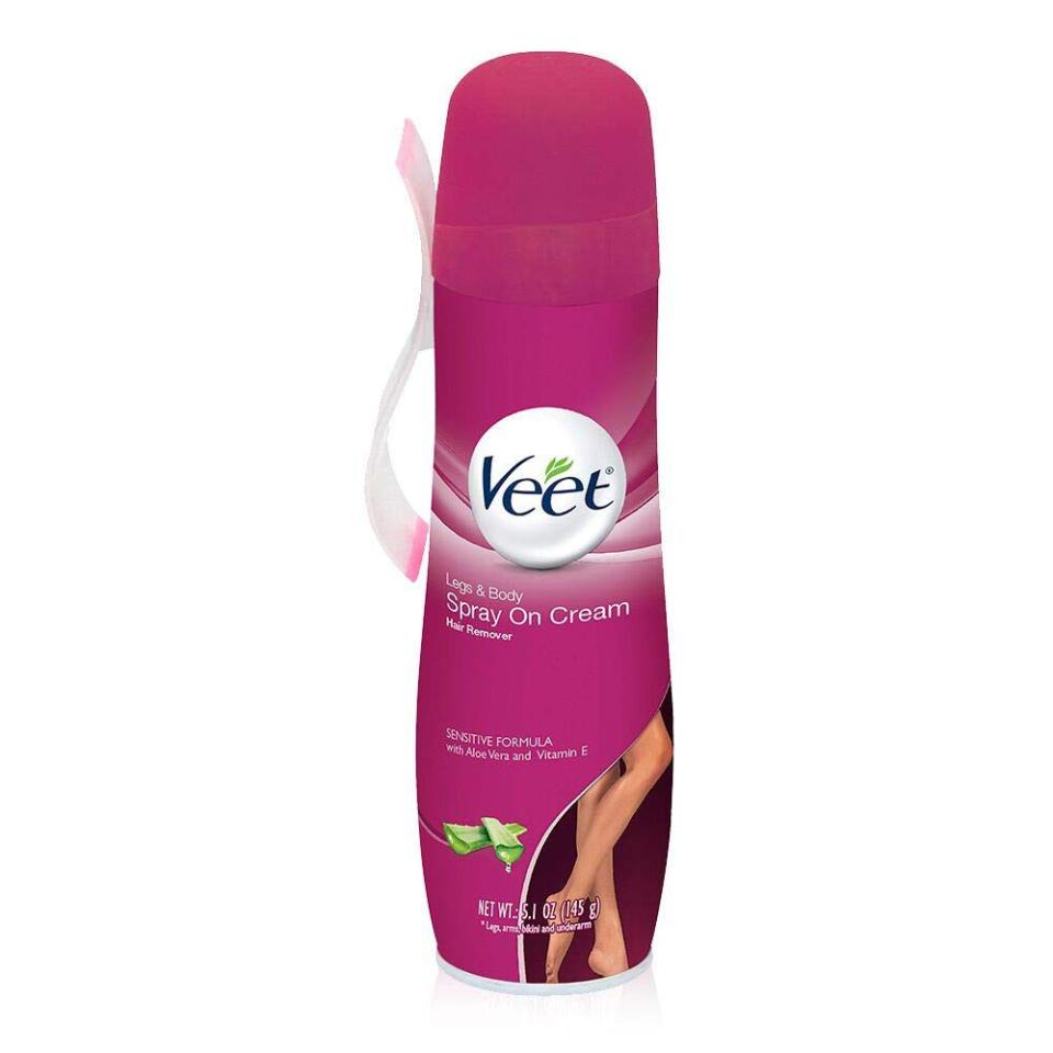 <p><strong>Veet</strong></p><p>amazon.com</p><p><strong>$11.49</strong></p><p><a href="http://www.amazon.com/dp/B00XAV8XN2/?tag=syn-yahoo-20&ascsubtag=%5Bartid%7C10049.g.2102%5Bsrc%7Cyahoo-us" rel="nofollow noopener" target="_blank" data-ylk="slk:Shop Now;elm:context_link;itc:0;sec:content-canvas" class="link ">Shop Now</a></p><p>Disclaimer: If you have sensitive skin, this is not the option for you, so scroll along, my friend. But if your skin has a normal response to <a href="https://www.cosmopolitan.com/style-beauty/beauty/g28433811/best-hair-removal-creams/" rel="nofollow noopener" target="_blank" data-ylk="slk:hair-removal creams;elm:context_link;itc:0;sec:content-canvas" class="link ">hair-removal creams</a>, Sophie says these potent formulas can be really effective at dissolving major tanner mistakes. She recommends<strong> leaving a thin layer of depilatory cream over the patchy area for half the recommended time on the bottle</strong> (usually just a few minutes) to exfoliate and fade the mark. </p>