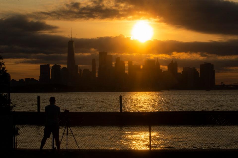 New Jersey residents will begin to see the phenomena around 2:10 p.m. and it will last until 4:36 p.m., according to NASA. By 3:25 p.m., the sun will be 90% covered by the moon. AFP via Getty Images