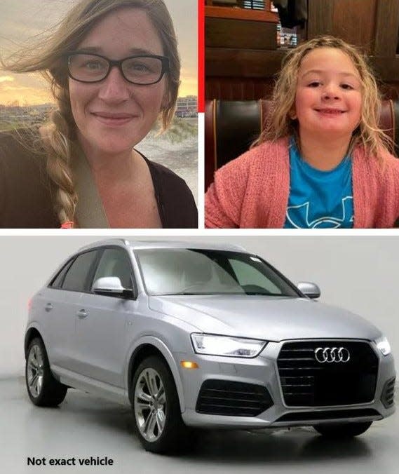 Mount Laurel police allege Kristina Maletteri, left, has taken her daughter, Grace Craytor, without consent. Maletteri is known to drive a silver Audi Q3.