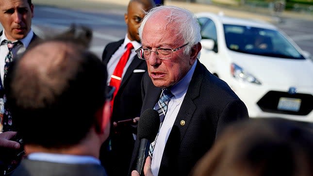 Sen. Bernie Sanders (I-Vt.) speaks with reporters on July 12 at the Capitol after meeting with President Biden at the White House to discuss various economic issues