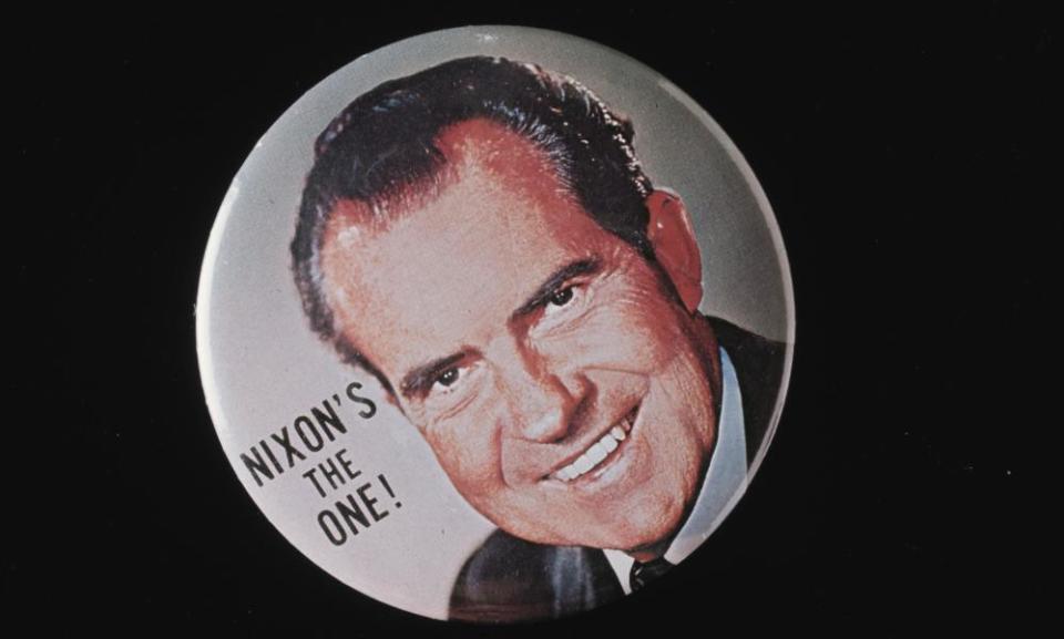 A button for Republican candidate Richard Nixon in the 1968 election.