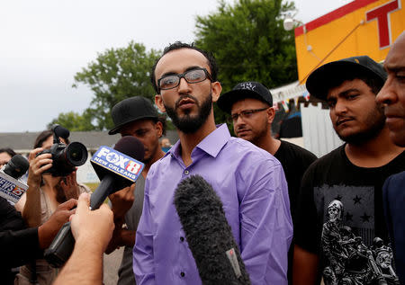 Abdullah Muflahi, one of the owner of the Triple S convenience store where Alton Sterling was shot dead by police, speaks to the media in Baton Rouge, Louisiana, U.S. July 11, 2016. REUTERS/Shannon Stapleton