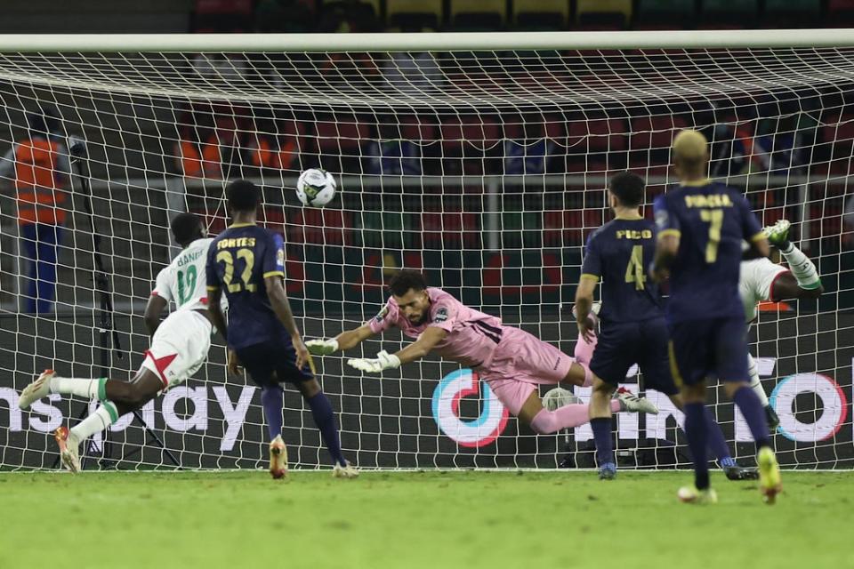 Hassane Bande’s bundles the ball into the net (AFP via Getty Images)