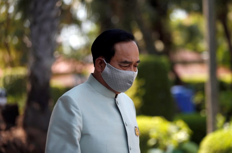 Thailand's Prime Minister Prayut Chan-o-cha wears protective mask in Bangkok