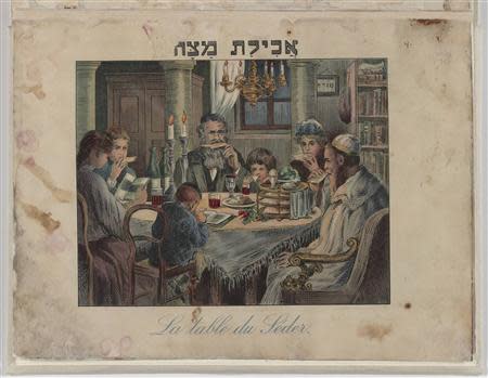 A Passover Haggadah from Vienna, 1930 is pictured after treatment in this undated handout photo from the National Archives obtained by Reuters November 26, 2013. REUTERS/The U.S. National Archives and Records Administration/Handout via Reuters