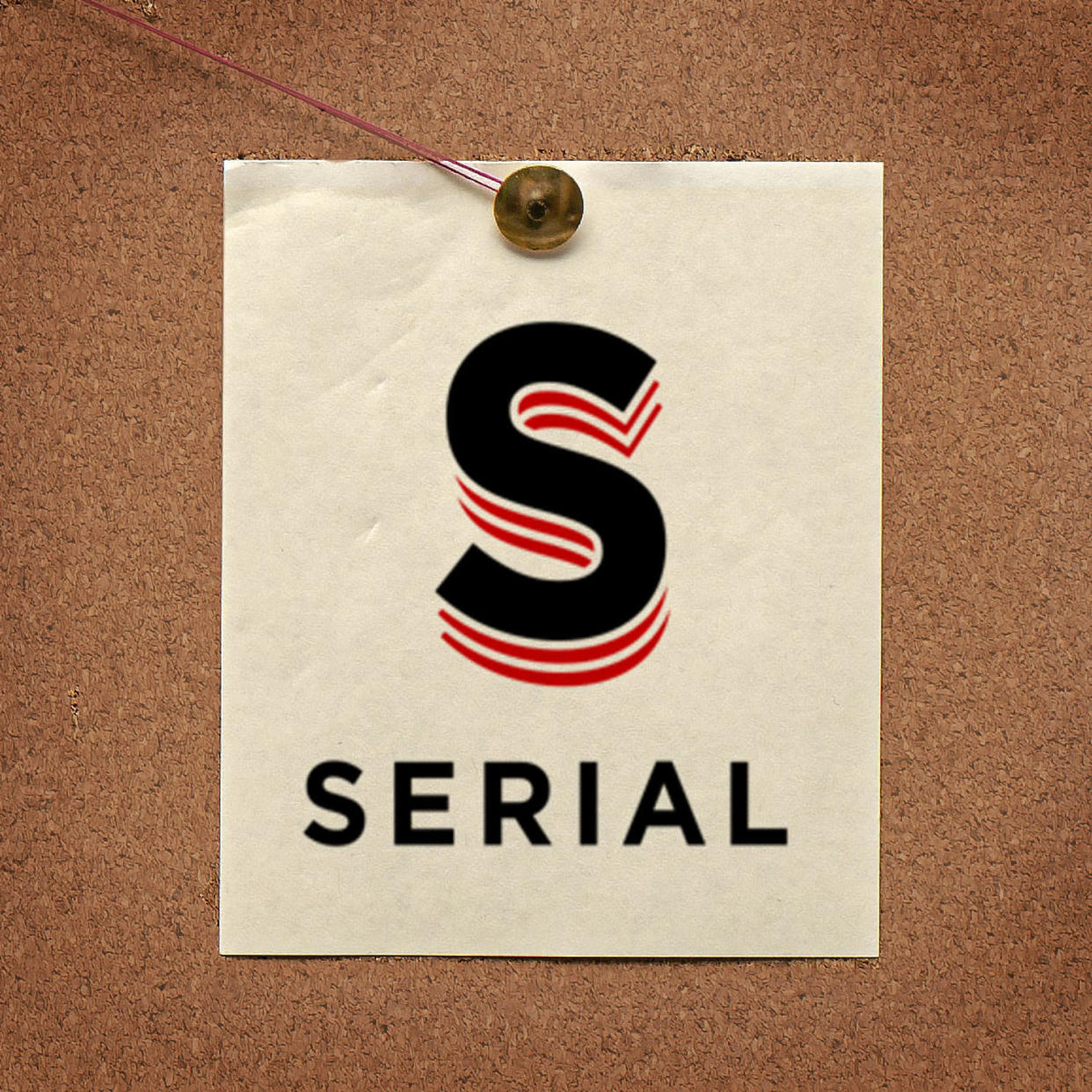 Serial logo pinned to cork board (Kelsea Petersen / TODAY Illustration )